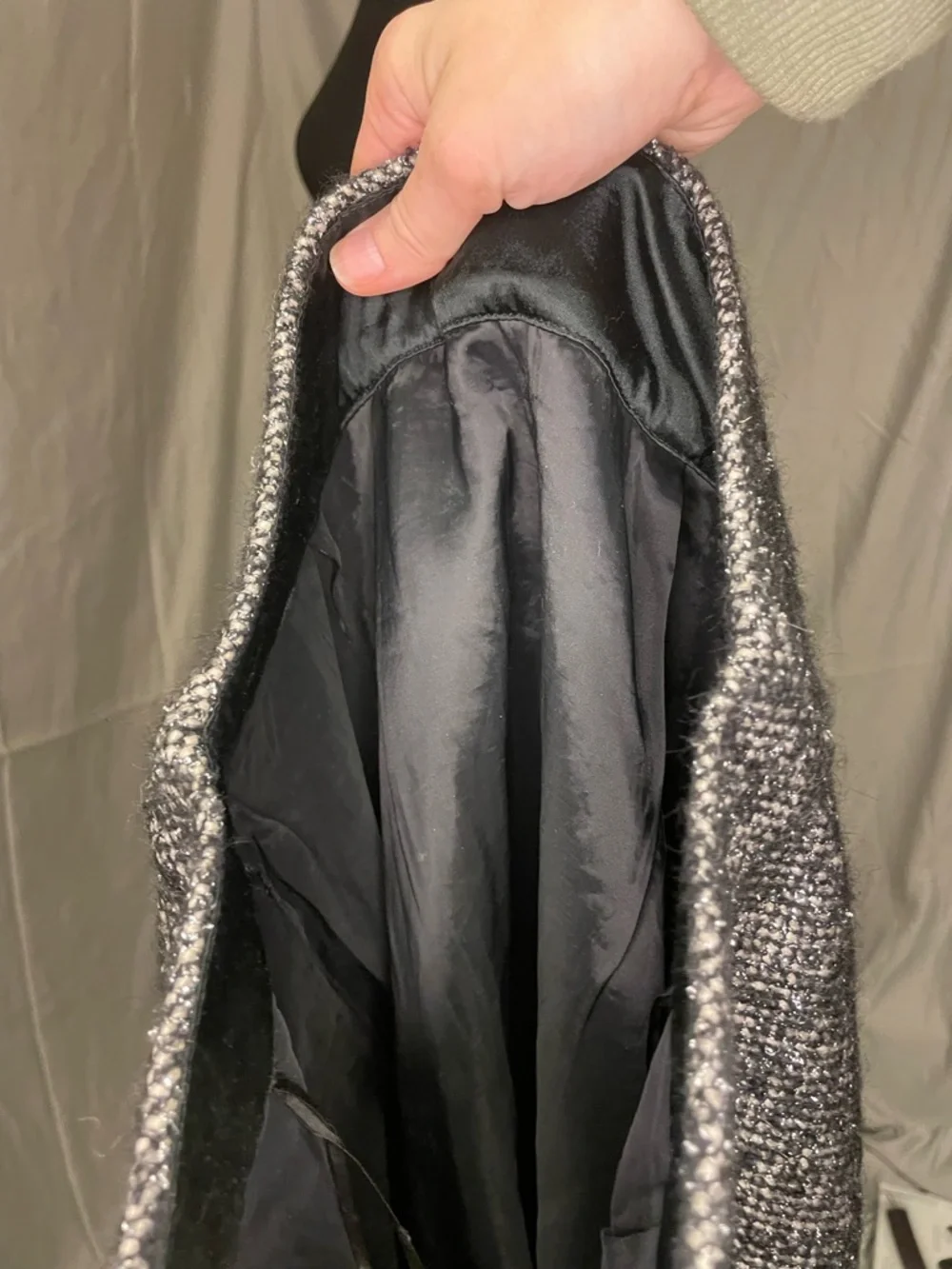 J. Crew Black and White Silver Metallic Tweed Wool Alpaca Blend Pencil Skirt